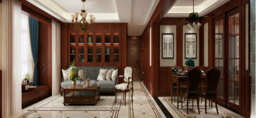 152平美式风大宅 红棕色调绘就的复古油画